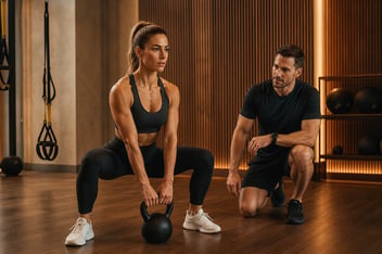 Mujer atleta entrenando de forma funcional en un estudio boutique